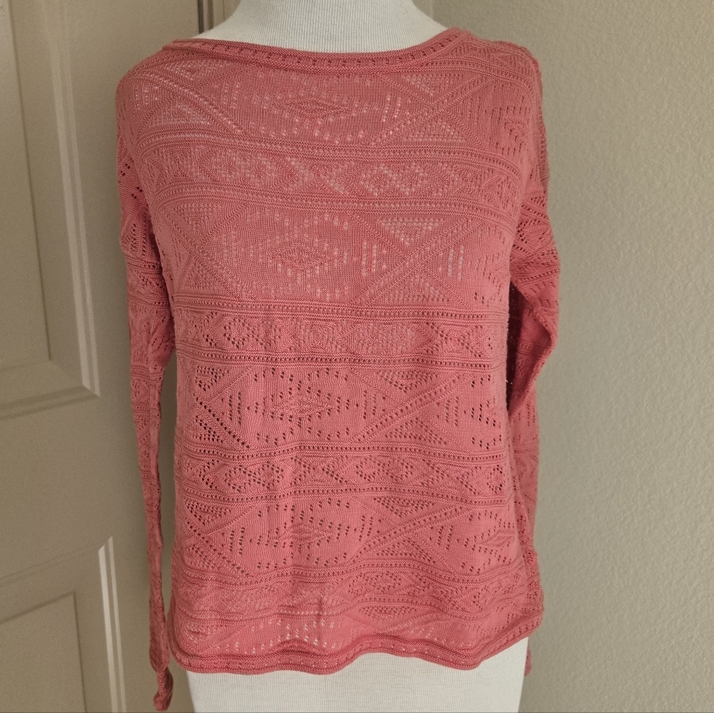 Peruvian Connection Coral Patterned Knit Long Sleeve Size S